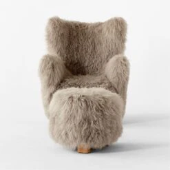 Bozzi Taupe Mongolian Sheepskin Chair And Ottoman Set 10 Bozzi Taupe Mongolian Sheepskin Chair And Ottoman Set -Cb2 BozziDkGyChairNOttomanSOSSF22
