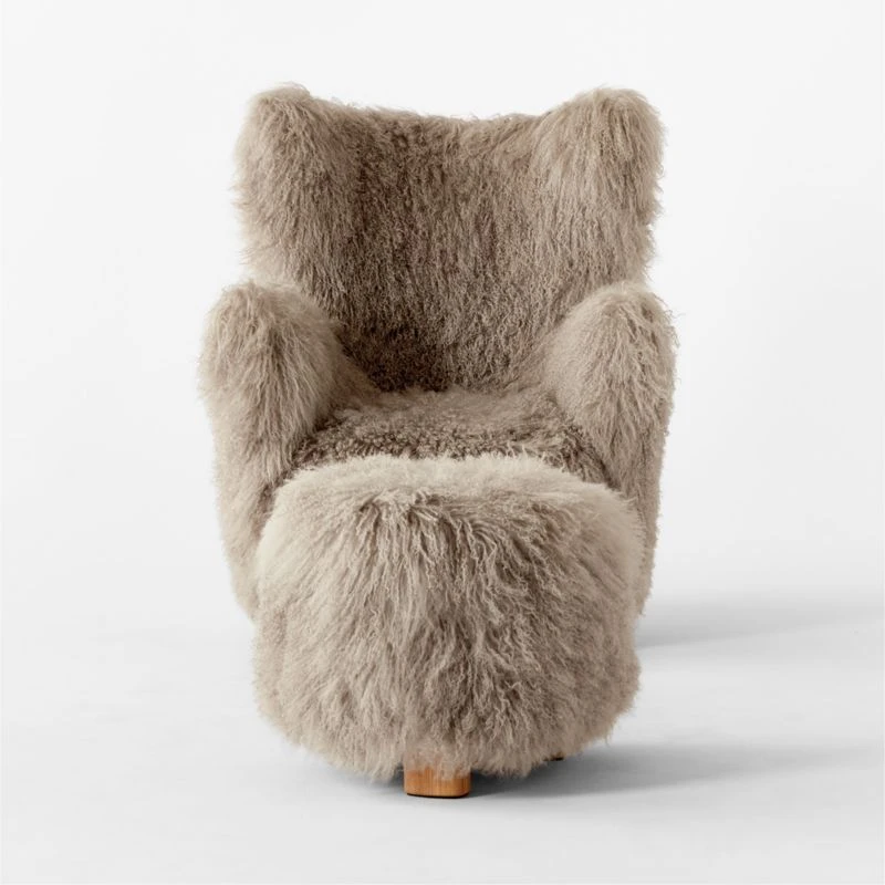 Bozzi Taupe Mongolian Sheepskin Chair And Ottoman Set 5 Bozzi Taupe Mongolian Sheepskin Chair And Ottoman Set - Image 3