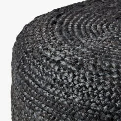 Black Braided Jute Pouf -Cb2 BraidedHempPoufBlkAVS18