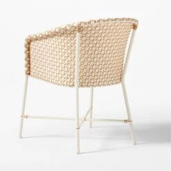 Brava Neutral And White Wicker Outdoor Dining Armchair -Cb2 BravaDnngLngChairWhtNNat3QBSSS23