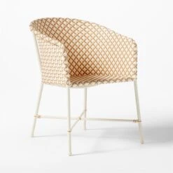 Brava Neutral And White Wicker Outdoor Dining Armchair -Cb2 BravaDnngLngChairWhtNNat3QSSS23