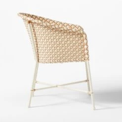 Brava Neutral And White Wicker Outdoor Dining Armchair -Cb2 BravaDnngLngChairWhtNNatSDSSS23