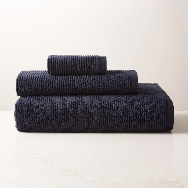 Brooks Ribbed Organic Cotton Midnight Blue Bath Sheet Set 3 Brooks Ribbed Organic Cotton Midnight Blue Bath Sheet Set