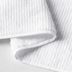 Brooks Ribbed Organic Cotton White Bath Towel Set -Cb2 BrooksWhiteBathSheetBndlAVSHF21