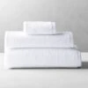 Brooks Ribbed Organic Cotton White Bath Towel Set -Cb2 BrooksWhiteBathTowelBndlSHF21
