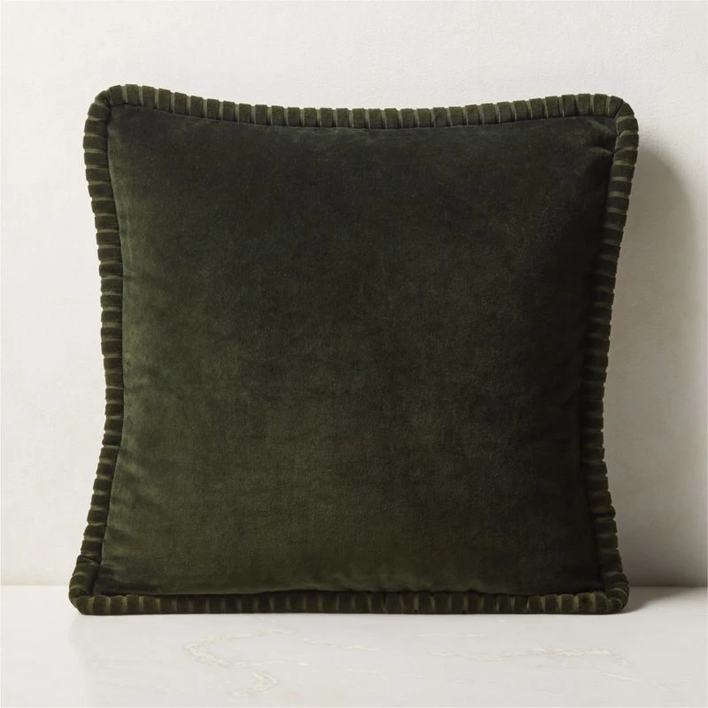 Brye Dark Green Velvet Throw Pillow With Down-Alternative Insert 20'' 3 Brye Dark Green Velvet Throw Pillow With Down-Alternative Insert 20''