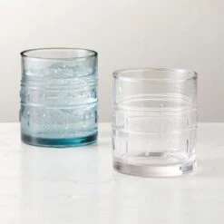 Bushi Nenge Blue Double Old-Fashioned Glass -Cb2 BushiNengeDOFGroupFHF23