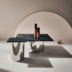 Dev Red Travertine Candle Holders -Cb2 CB2FA22 01F hero 1