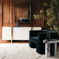 Dorset Lacquered White Linen Credenza -Cb2 CB2FA22 17B Hero V1