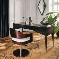 Spillo 2-Drawer Black Burl Wood Desk -Cb2 CB2FA22 18A Hero 1