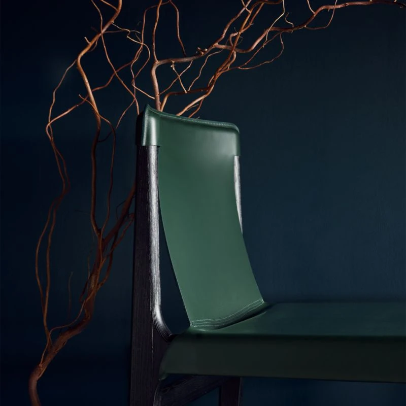 Burano Green Leather Sling Chair 4 Burano Green Leather Sling Chair - Image 2