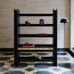 Genova Black Ebonized Oak Bookcase -Cb2 CB2FA22 FR 12 V2