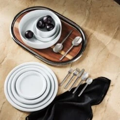 Piero Oval Stainless Steel And Walnut Serving Tray Set -Cb2 CB2FA22 PR GF 09A V 1