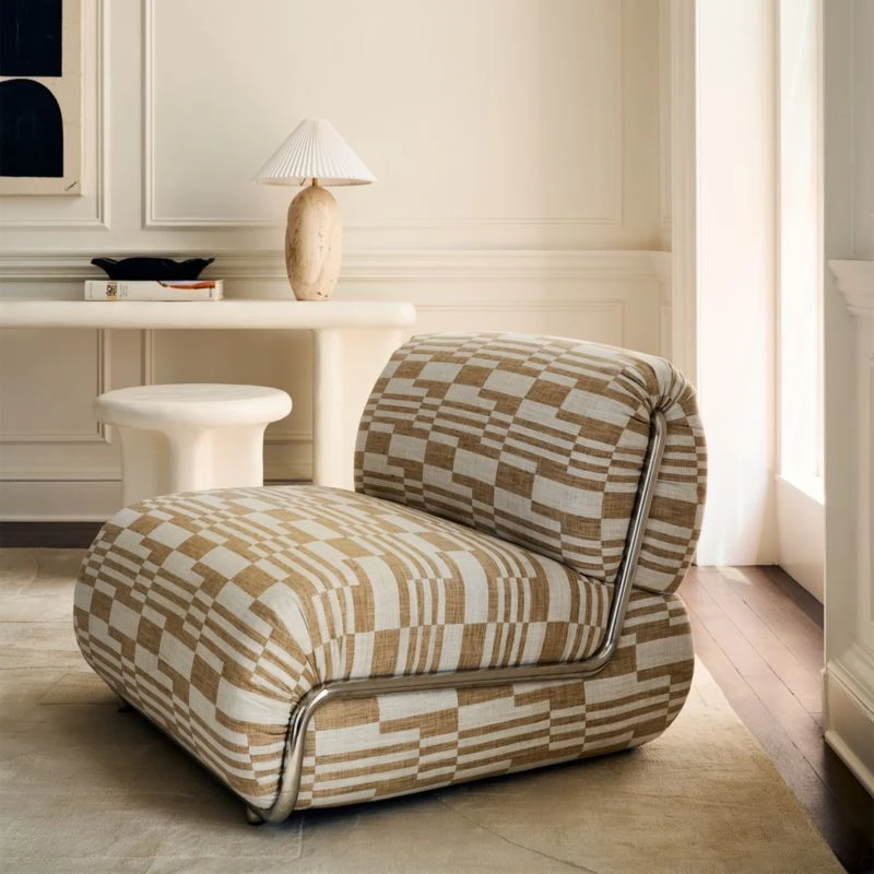 Hada Armless Geometric Patterned Lounge Chair 6 Hada Armless Geometric Patterned Lounge Chair - Image 4