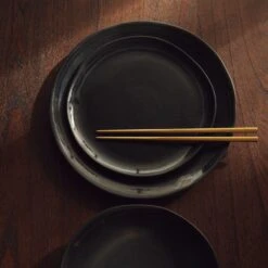Hyacinth Black Salad Plate With Reactive Glaze -Cb2 CB2FA23 09A V1