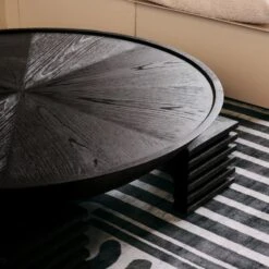 Dome Round Ebonized Oak Wood Coffee Table 12 Dome Round Ebonized Oak Wood Coffee Table -Cb2 CB2FA23 BID 05 Det V5