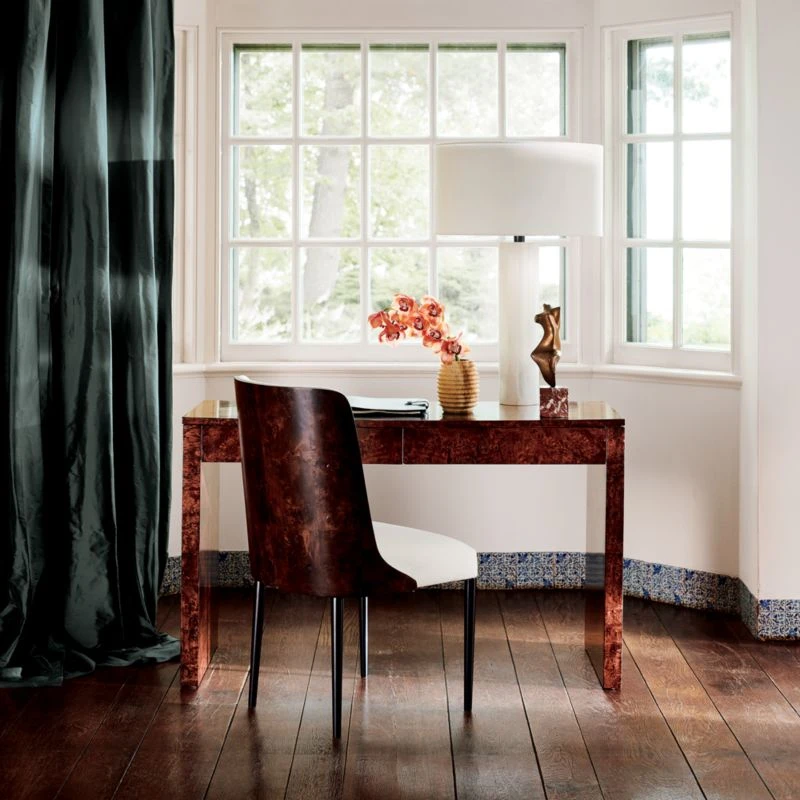 Runway 2-Drawer Burl Wood Desk 4 Runway 2-Drawer Burl Wood Desk - Image 2