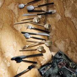 20-Piece Parallel Brushed Black Flatware Set 7 20-Piece Parallel Brushed Black Flatware Set -Cb2 CB2HOL22 21A V2 1