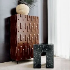 Piera Mahogany Wood Bar Cabinet -Cb2 CB2SP22 03B