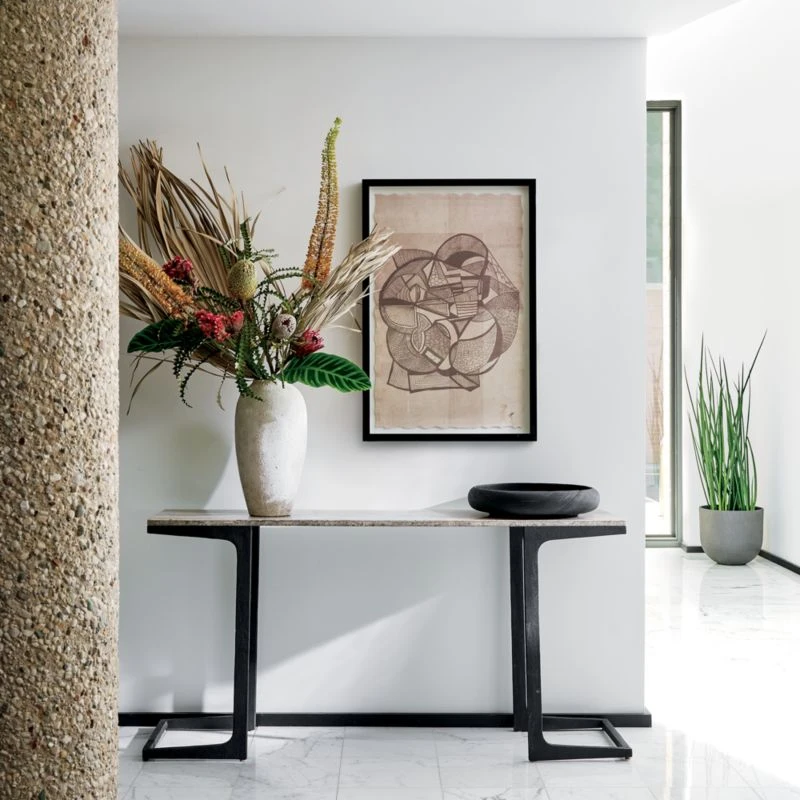 Milan Grey Travertine And Metal Console Table 4 Milan Grey Travertine And Metal Console Table - Image 2