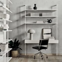 Stairway 2-Drawer White Wall Mount Desk With Shelves 96'' -Cb2 CB2SP22 48C hero