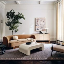 Muir Camel Velvet Curved Sofa 14 Muir Camel Velvet Curved Sofa -Cb2 CB2SP23 14A Hero 1