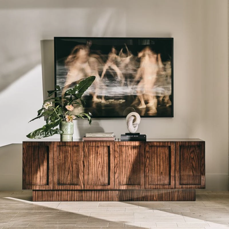Shutter High-Gloss Walnut Wood Media Console 4 Shutter High-Gloss Walnut Wood Media Console - Image 2