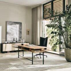 Moti Brown And White Mango Wood Media Console -Cb2 CB2SP23 24A Hero