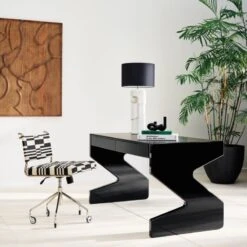 Vicino Black And White Patterned Upholstered Office Chair -Cb2 CB2SP23 PR 02A V1