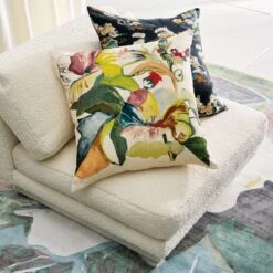 Jungle Floral Linen Throw Pillow With Down Alternative Insert 23'' 9 Jungle Floral Linen Throw Pillow With Down Alternative Insert 23'' -Cb2 CB2SP23 PR 09A hero