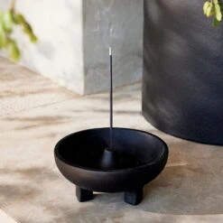 Black Terra Cotta Incense Burner -Cb2 CB2SU22 07B hero