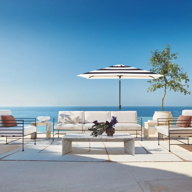 Marteau Black Iron Outdoor Lounge Chair With White Sunbrella® Cushions 4 Marteau Black Iron Outdoor Lounge Chair With White Sunbrella® Cushions - Image 2