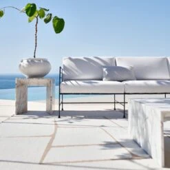 Ilise White Marble Outdoor Side Table -Cb2 CB2SU23 10D RET