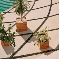 Ferrat Teak Outdoor Planters 7 Ferrat Teak Outdoor Planters -Cb2 CB2SU23 RC 01E HERO