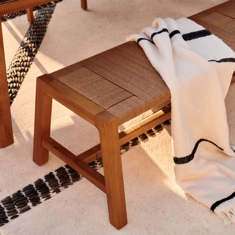 Roc Teak And Rattan Outdoor Dining Bench 5 Roc Teak And Rattan Outdoor Dining Bench - Image 3