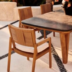 Roc Bluestone And Teak Outdoor Dining Table -Cb2 CB2SU23 RC 05A Det 182