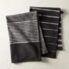 Cafe Organic Cotton Black Striped Dish Towels Set Of 2 -Cb2 CafeStripeS2DishtowelsSHS20