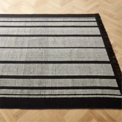 Calia Black And White Striped Area Rug 5'x8' 6 Calia Black And White Striped Area Rug 5'x8' -Cb2 CaliaStpBkNWtRug8x10SHF22