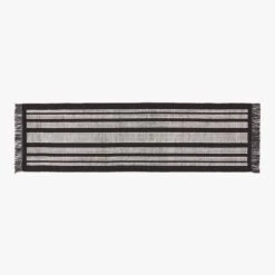 Calia Black And White Striped Runner Rug 2.5'x8'