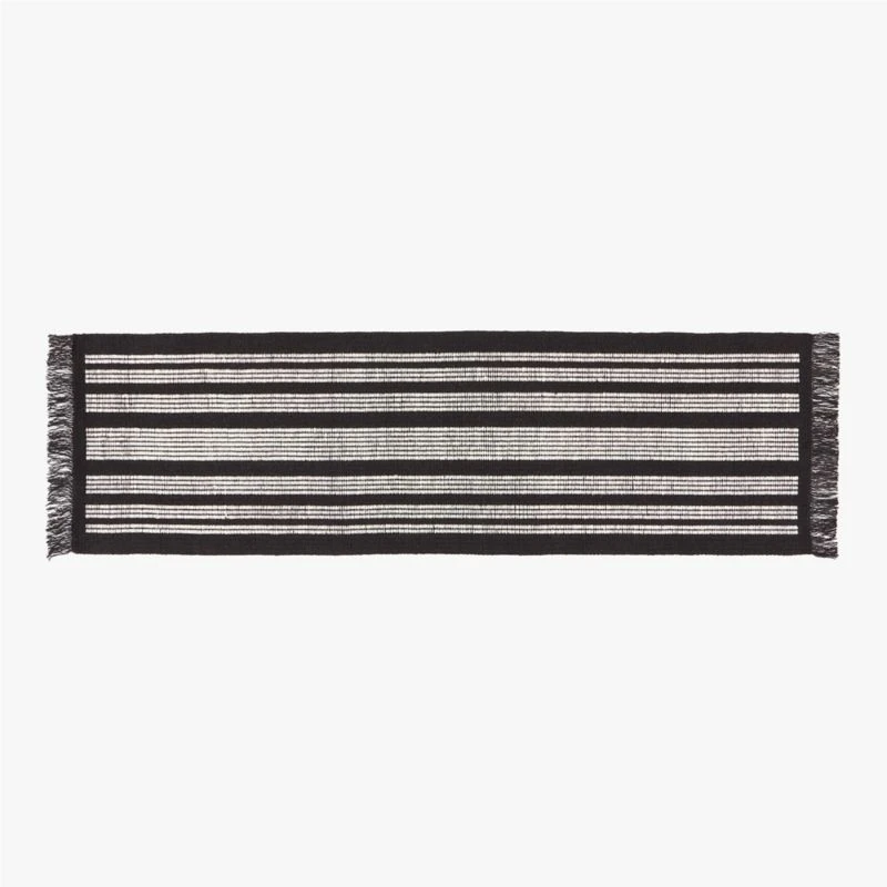 Calia Black And White Striped Runner Rug 2.5'x8' 3 Calia Black And White Striped Runner Rug 2.5'x8'