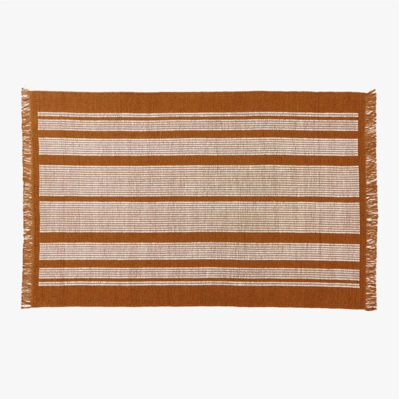 Calia Copper And White Striped Area Rug 5'x8' 3 Calia Copper And White Striped Area Rug 5'x8'