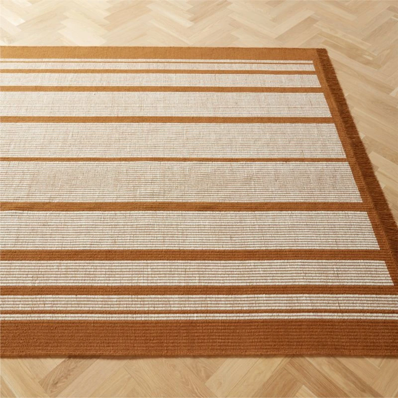 Calia Copper And White Striped Area Rug 5'x8' 4 Calia Copper And White Striped Area Rug 5'x8' - Image 2