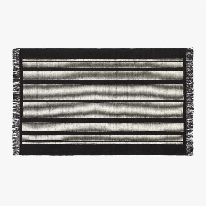 Calia Black And White Striped Area Rug 5'x8' 3 Calia Black And White Striped Area Rug 5'x8'
