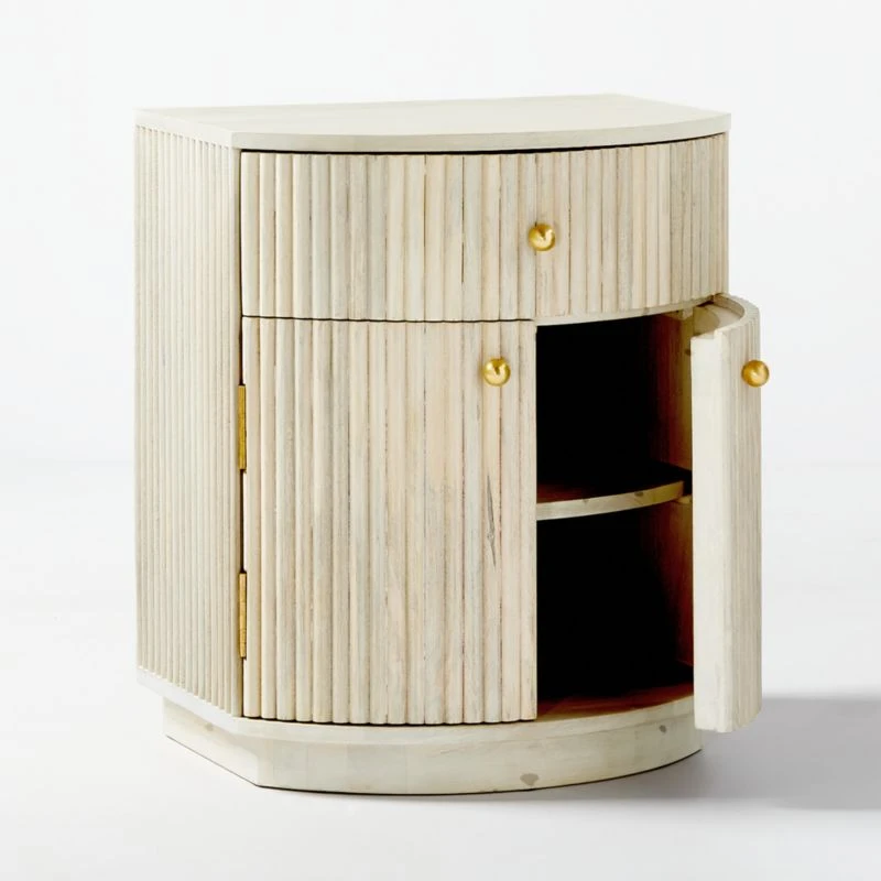 Cameo Curved Whitewashed Wood Nightstand With Drawer 9 Cameo Curved Whitewashed Wood Nightstand With Drawer - Image 7