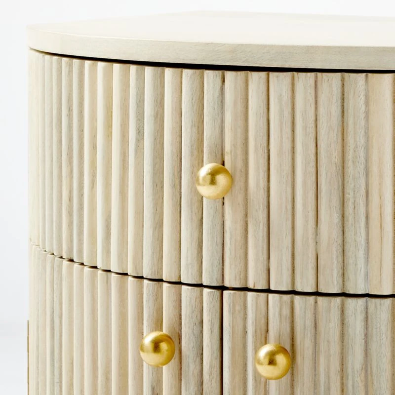 Cameo Curved Whitewashed Wood Nightstand With Drawer 12 Cameo Curved Whitewashed Wood Nightstand With Drawer - Image 10