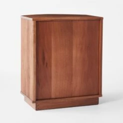 Cameo Curved Midtone Acacia Wood Nightstand -Cb2 CameoMidtoneNightstand3QBSSF23