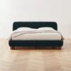 Cantar Blue Velvet Upholstered Queen Bed -Cb2 CantarBlueVelvetQBedSHS23