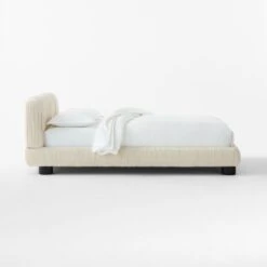 Cantar Ivory Velvet Upholstered Queen Bed -Cb2 CantarIvoryVelvetQBedSDSSS23