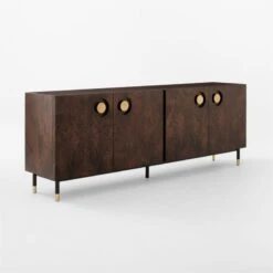 Carbon Brown Burl Wood Media Console -Cb2 CarbonBnBrlWdMdCredenza3QSSF22
