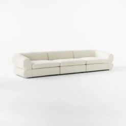 Chale 3-Piece Ivory White Boucle Sectional Sofa 10 Chale 3-Piece Ivory White Boucle Sectional Sofa -Cb2 Chale3PcCreamBclSect3QSSS23